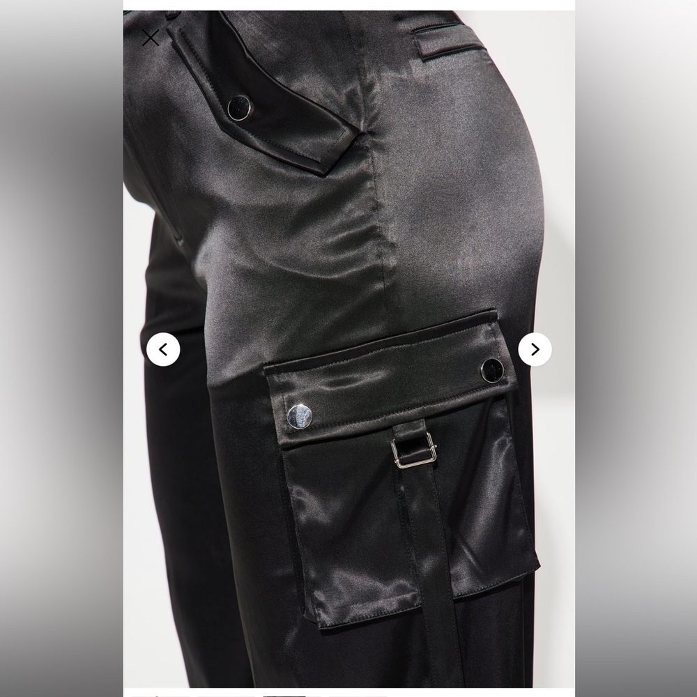 Perfect Night Black Satin Women's Pant Set - Picture 3 of 5